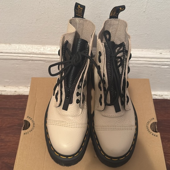 Dr. Martens Cream Leather Combat Boots - Picture 2 of 6